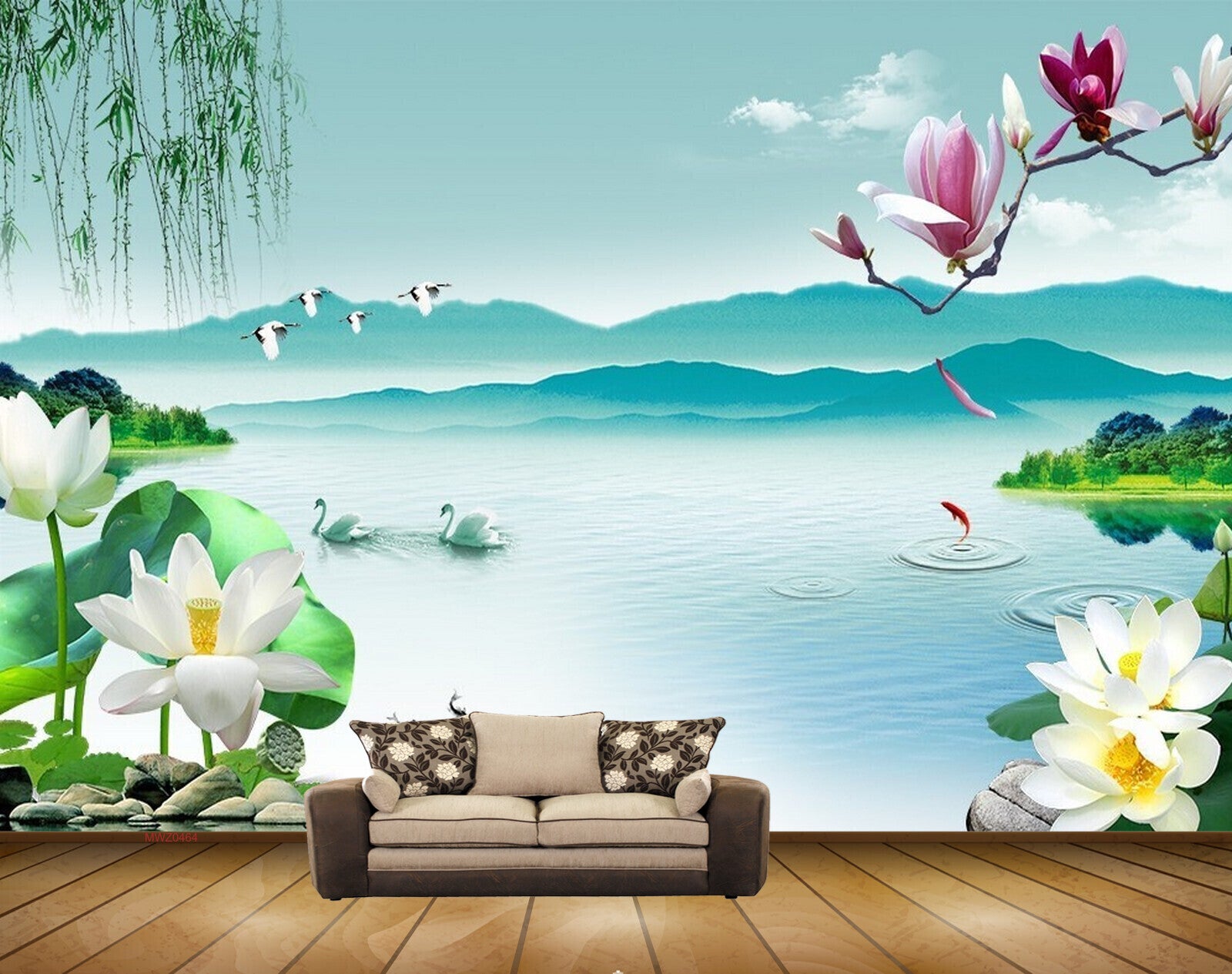 Avikalp MWZ0464 White Lotus Flowers Swans Birds Fishes River HD Wallpaper Avikalp MWZ0464 White Lotus Flowers Swans Birds Fishes River HD Wallpaper