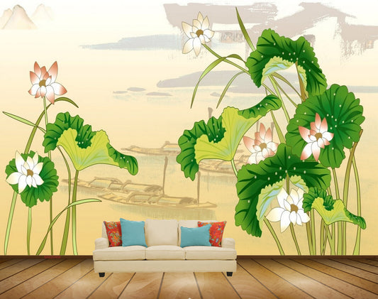 Avikalp MWZ0466 Coralpink White Flowers Greenary HD Wallpaper