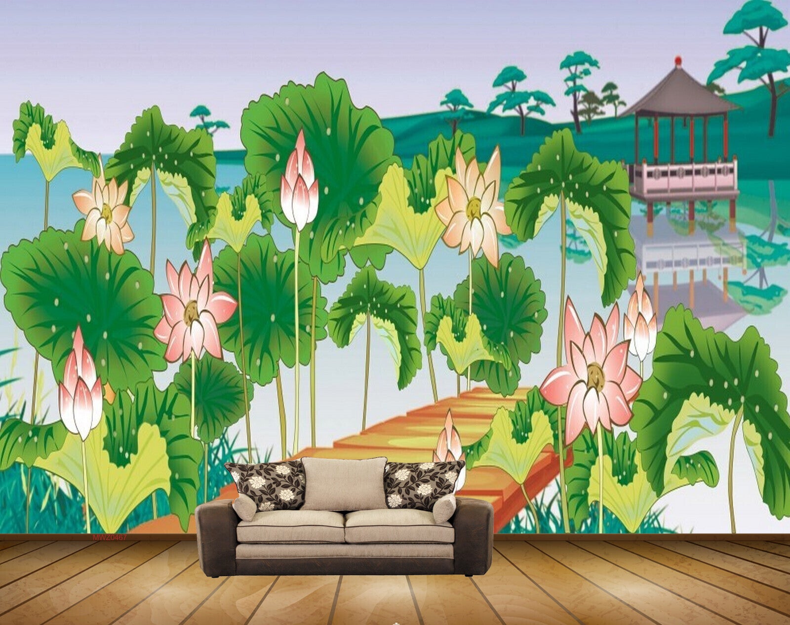 Avikalp MWZ0467 White Peach Flowers Trees Woodenbridge 3D HD Wallpaper Avikalp MWZ0467 White Peach Flowers Trees Woodenbridge 3D HD Wallpaper