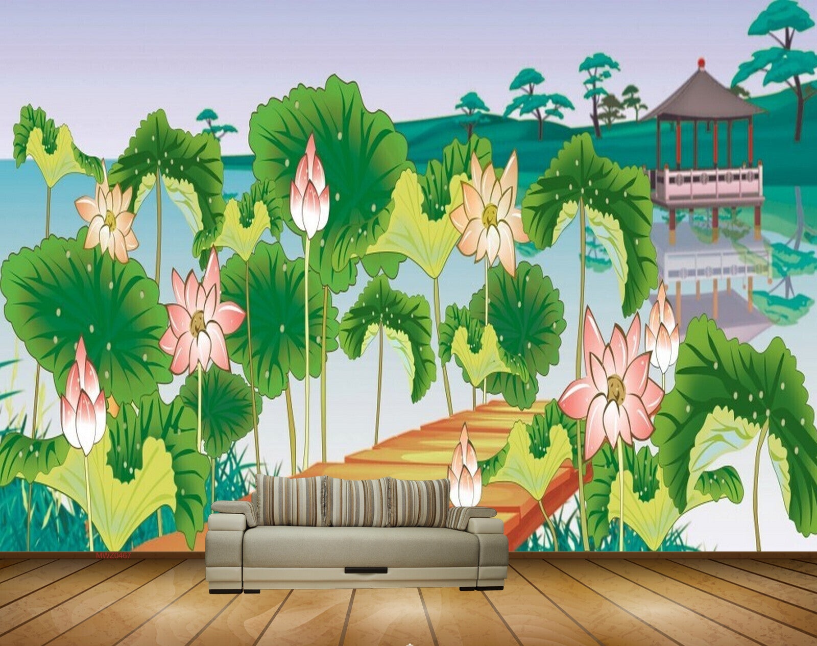 Avikalp MWZ0467 White Peach Flowers Trees Woodenbridge 3D HD Wallpaper Avikalp MWZ0467 White Peach Flowers Trees Woodenbridge 3D HD Wallpaper