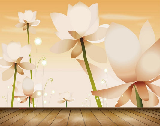 Avikalp MWZ0468 CoralOrange White Lotus Flowers 3D HD Wallpaper