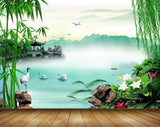 Avikalp MWZ0472 Swan Ducks Birds White Pink Flowers Stones Trees River 3D HD Wallpaper Avikalp MWZ0472 Swan Ducks Birds White Pink Flowers Stones Trees River 3D HD Wallpaper