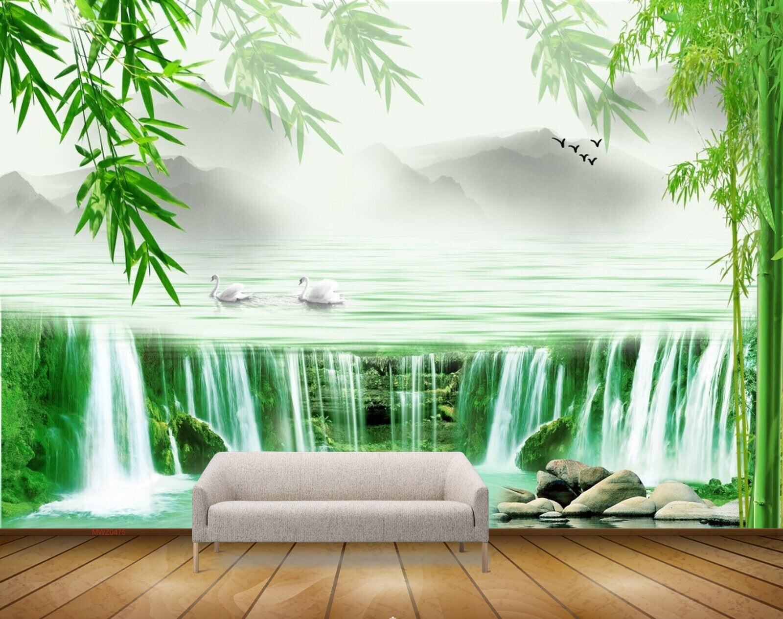 Avikalp MWZ0475 Waterfalls Trees Stones Swans Birds 3D HD Wallpaper Avikalp MWZ0475 Waterfalls Trees Stones Swans Birds 3D HD Wallpaper
