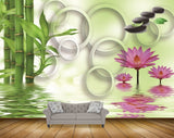 Avikalp MWZ0476 Pink Lotus Flowers Stones Trees 3D HD Wallpaper Avikalp MWZ0476 Pink Lotus Flowers Stones Trees 3D HD Wallpaper
