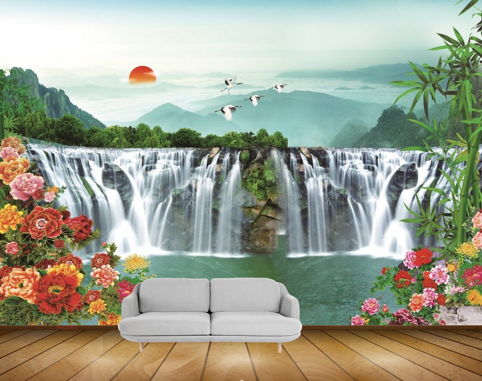Avikalp MWZ0481 Waterfalls Flowers Sun Mountains Birds 3D HD Wallpaper Avikalp MWZ0481 Waterfalls Flowers Sun Mountains Birds 3D HD Wallpaper