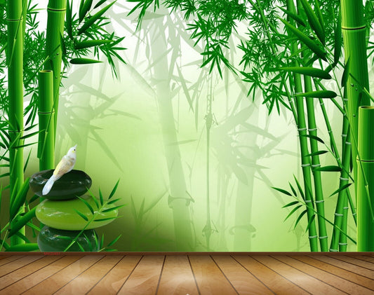 Avikalp MWZ0491 White Bird Stones Trees 3D HD Wallpaper