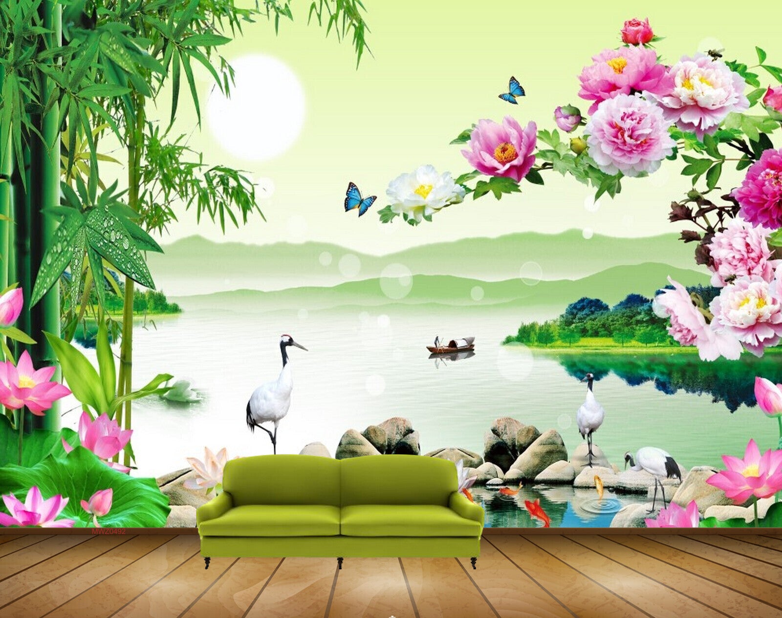 Avikalp MWZ0492 Pink White Flowers Butterflies Swans River Stones Trees HD Wallpaper Avikalp MWZ0492 Pink White Flowers Butterflies Swans River Stones Trees HD Wallpaper