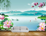 Avikalp MWZ0494 Pink Lotus Flower Swans River 3D HD Wallpaper Avikalp MWZ0494 Pink Lotus Flower Swans River 3D HD Wallpaper