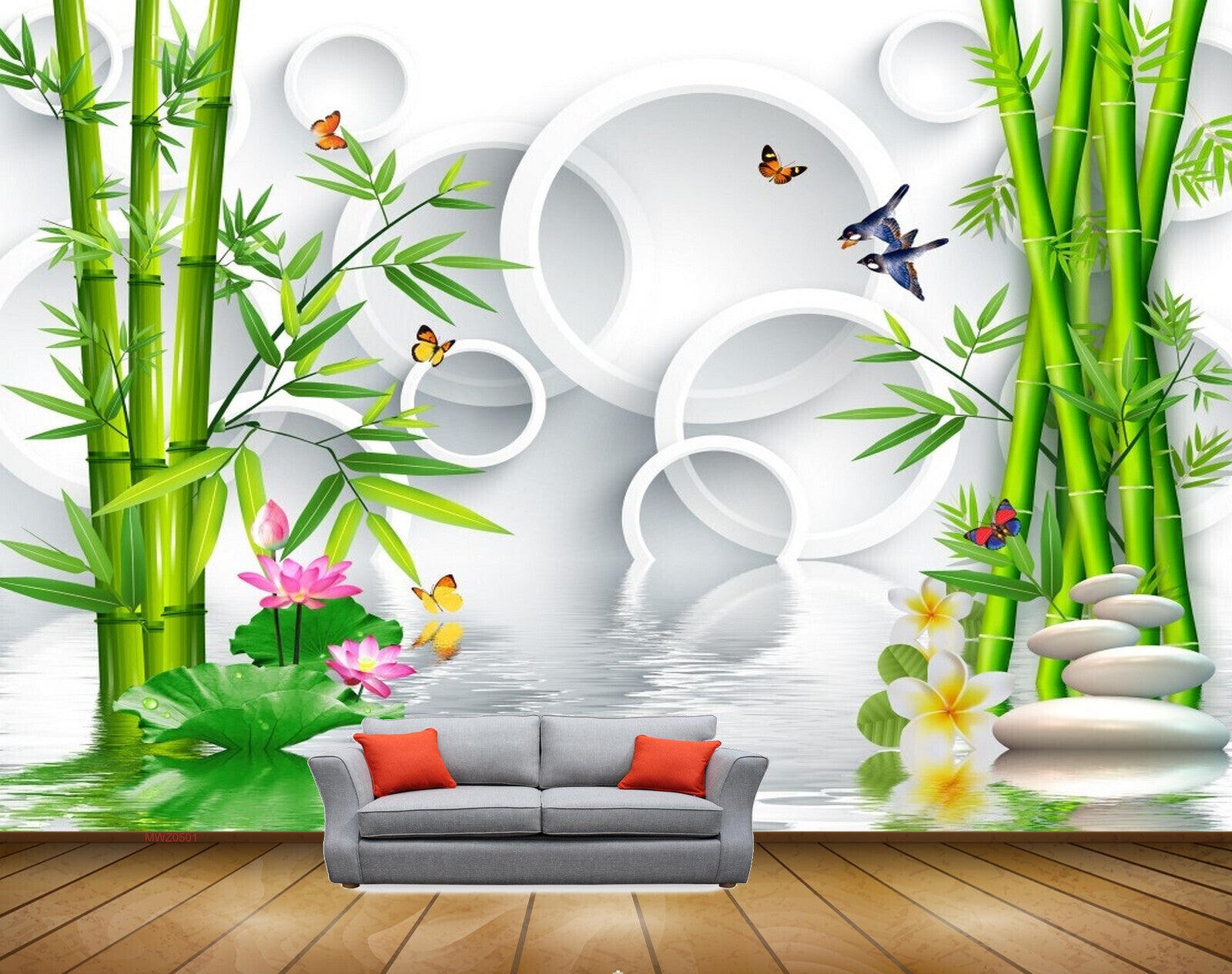 Avikalp MWZ0501 White Pink Lotus  Flowers Butterflies Plants 3D HD Wallpaper Avikalp MWZ0501 White Pink Lotus  Flowers Butterflies Plants 3D HD Wallpaper