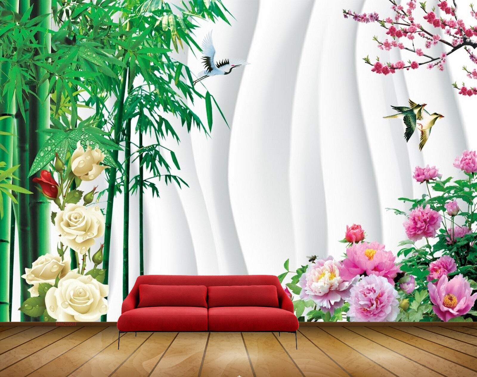 Avikalp MWZ0507 White Pink Flowers Birds Plants HD Wallpaper Avikalp MWZ0507 White Pink Flowers Birds Plants HD Wallpaper