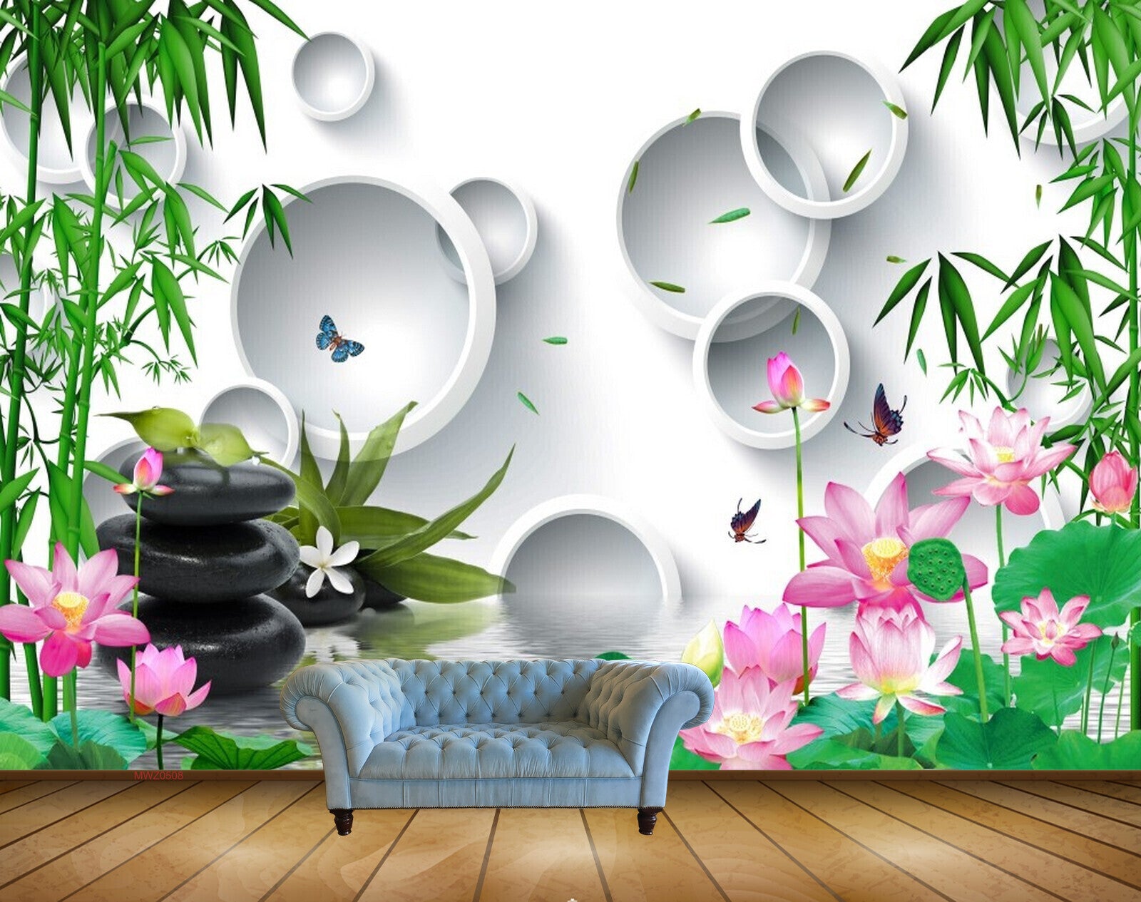 Avikalp MWZ0508 Pink White Lotus Flowers Plants Butterflies Stones 3D HD Wallpaper Avikalp MWZ0508 Pink White Lotus Flowers Plants Butterflies Stones 3D HD Wallpaper