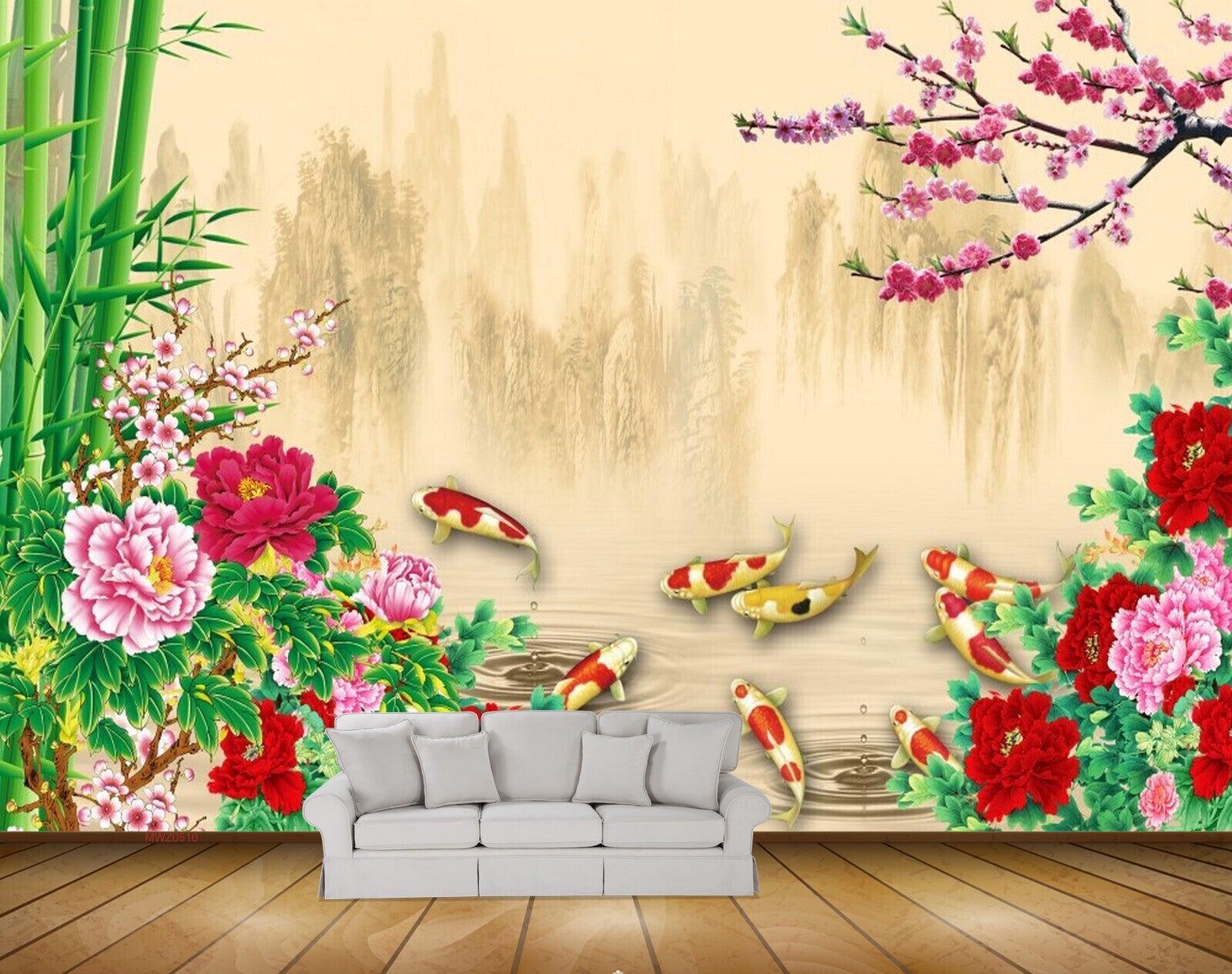 Avikalp MWZ0510 Pink Red White Flowers Fishes Plants HD Wallpaper Avikalp MWZ0510 Pink Red White Flowers Fishes Plants HD Wallpaper