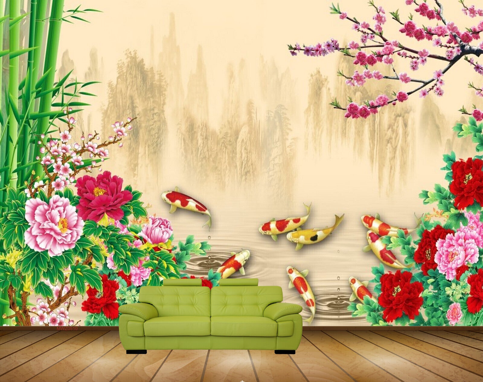 Avikalp MWZ0510 Pink Red White Flowers Fishes Plants 3D HD Wallpaper Avikalp MWZ0510 Pink Red White Flowers Fishes Plants 3D HD Wallpaper