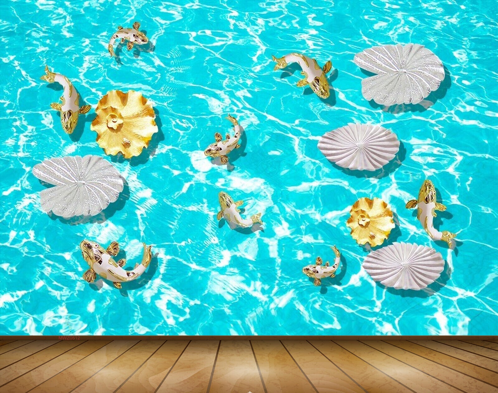 Avikalp MWZ0512 White Flowers Fishes Sea 3D HD Wallpaper Avikalp MWZ0512 White Flowers Fishes Sea 3D HD Wallpaper