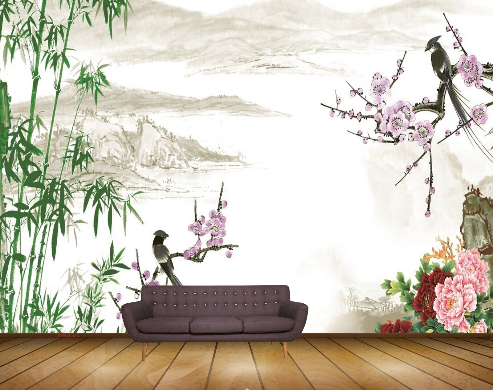 Avikalp MWZ0528 Purple Flowers Birds Trees Mountains 3D HD Wallpaper Avikalp MWZ0528 Purple Flowers Birds Trees Mountains 3D HD Wallpaper