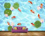 Avikalp MWZ0534 Pink Lotus Flowers Fishes Leaves 3D HD Wallpaper Avikalp MWZ0534 Pink Lotus Flowers Fishes Leaves 3D HD Wallpaper
