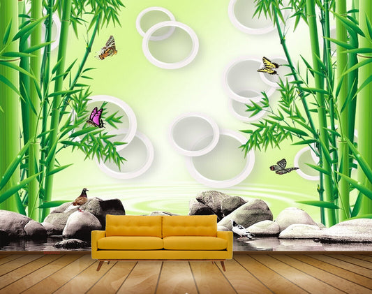 Avikalp MWZ0552 Stones Butterflies Birds Trees HD Wallpaper