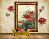 Avikalp MWZ0559 Red Flowers Butterflies Swan HD Wallpaper Avikalp MWZ0559 Red Flowers Butterflies Swan HD Wallpaper