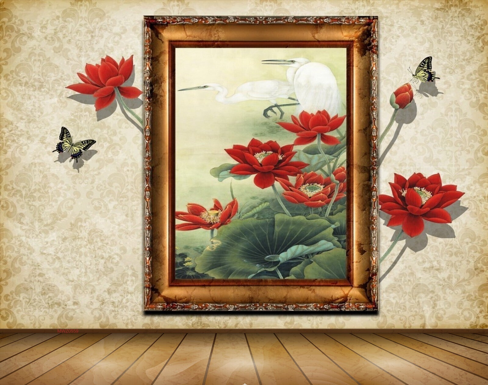 Avikalp MWZ0559 Red Flowers Butterflies Swan 3D HD Wallpaper Avikalp MWZ0559 Red Flowers Butterflies Swan 3D HD Wallpaper