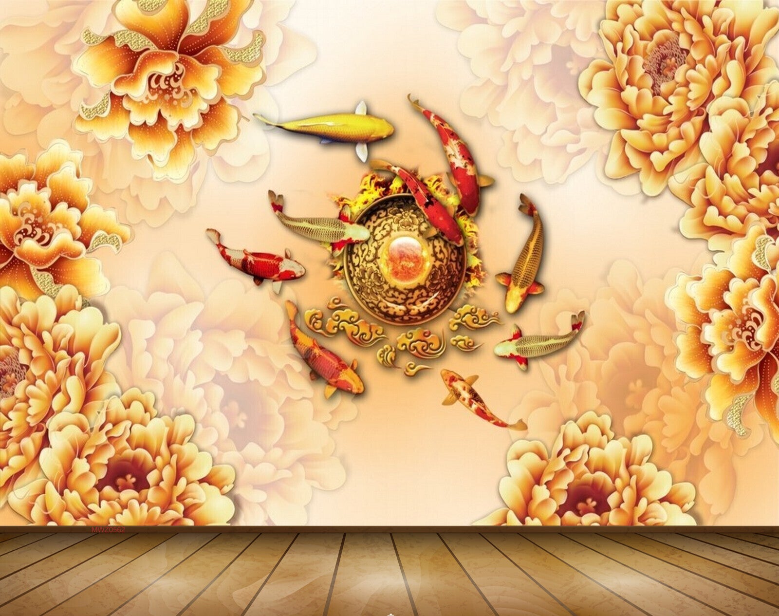 Avikalp MWZ0562 Orange Flowers Fishes 3D HD Wallpaper Avikalp MWZ0562 Orange Flowers Fishes 3D HD Wallpaper