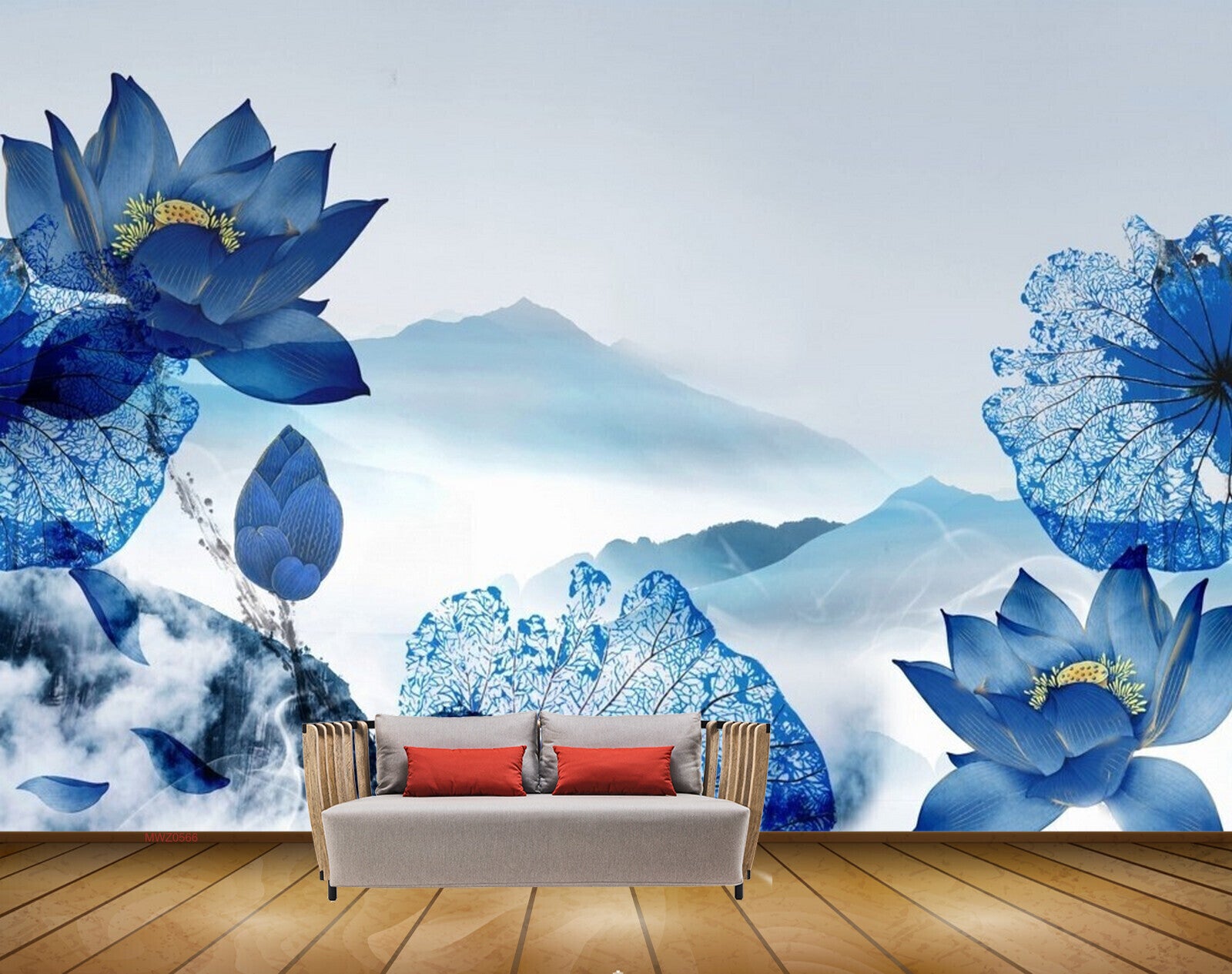 Avikalp MWZ0566 Blue Flowers Leaves 3D HD Wallpaper Avikalp MWZ0566 Blue Flowers Leaves 3D HD Wallpaper