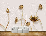 Avikalp MWZ0571 White Golden Flowers 3D HD Wallpaper Avikalp MWZ0571 White Golden Flowers 3D HD Wallpaper