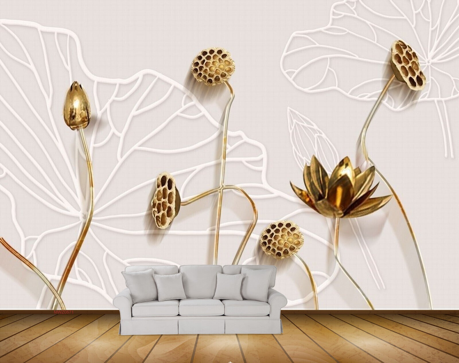 Avikalp MWZ0571 White Golden Flowers 3D HD Wallpaper Avikalp MWZ0571 White Golden Flowers 3D HD Wallpaper