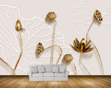 Avikalp MWZ0571 White Golden Flowers 3D HD Wallpaper Avikalp MWZ0571 White Golden Flowers 3D HD Wallpaper