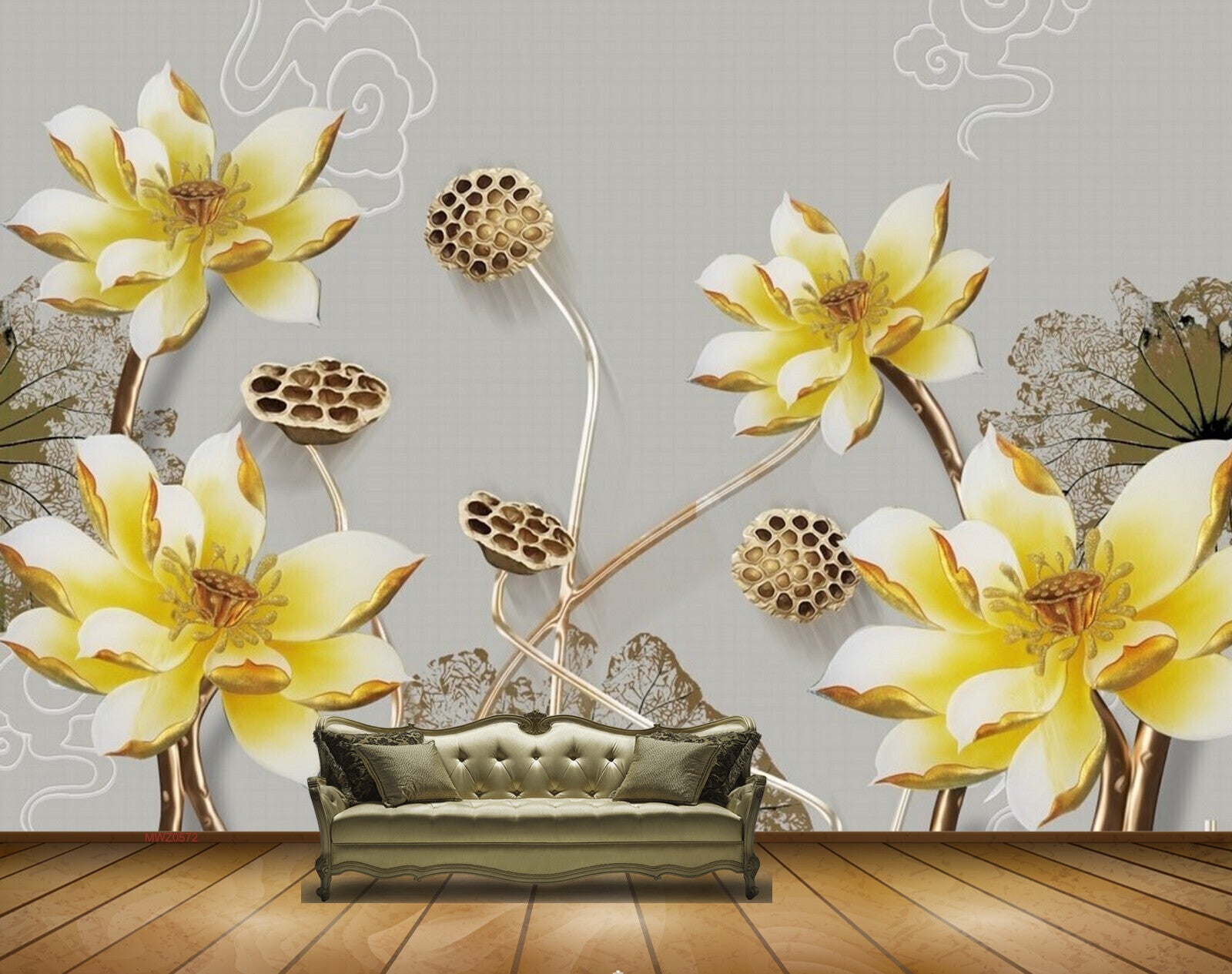 Avikalp MWZ0572 White Yellow Flowers Leaves 3D HD Wallpaper Avikalp MWZ0572 White Yellow Flowers Leaves 3D HD Wallpaper
