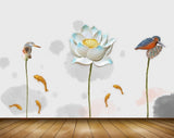 Avikalp MWZ0575 White Flower Birds Fishes 3D HD Wallpaper Avikalp MWZ0575 White Flower Birds Fishes 3D HD Wallpaper