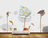 Avikalp MWZ0575 White Flower Birds Fishes 3D HD Wallpaper Avikalp MWZ0575 White Flower Birds Fishes 3D HD Wallpaper