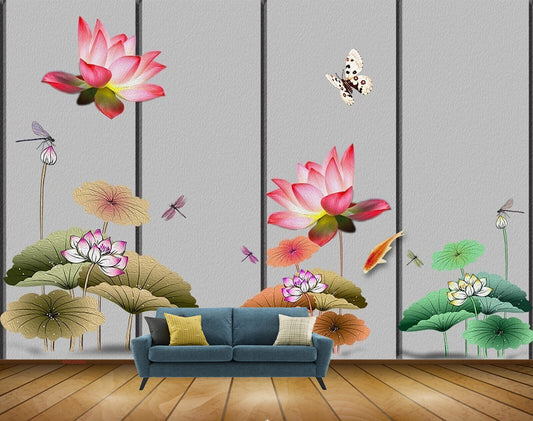 Avikalp MWZ0580 Butterflies Fishes Flowers Flies HD Wallpaper