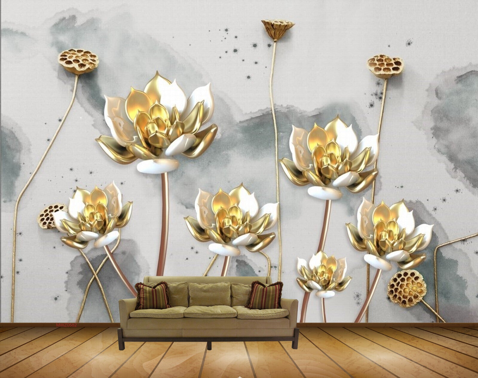 Avikalp MWZ0582 White Golden Flowers HD Wallpaper Avikalp MWZ0582 White Golden Flowers HD Wallpaper