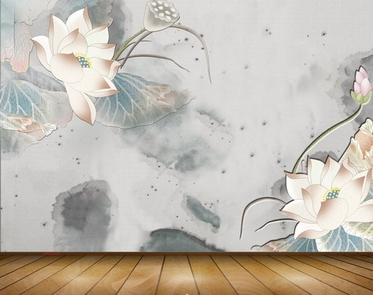 Avikalp MWZ0590 White Flowers 3D HD Wallpaper