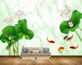 Avikalp MWZ0595 White Pink Flowers Fishes Leaves 3D HD Wallpaper Avikalp MWZ0595 White Pink Flowers Fishes Leaves 3D HD Wallpaper