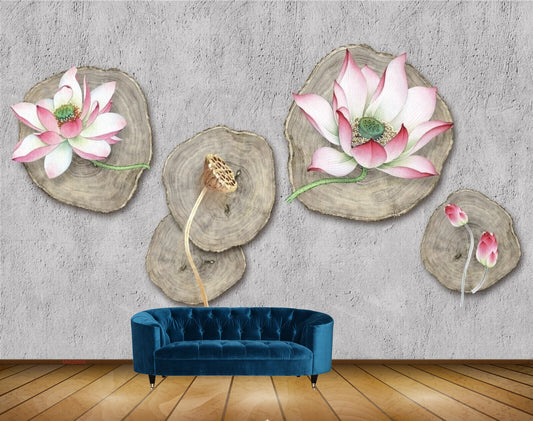 Avikalp MWZ0609 Pink Flowers Leaves HD Wallpaper