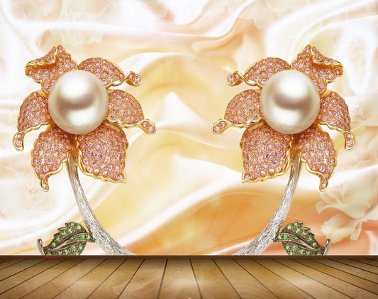 Avikalp MWZ0616 Pinkish Pearl Flowers 3D HD Wallpaper