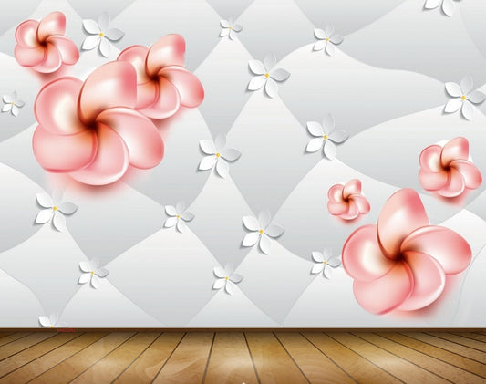 Avikalp MWZ0621 Pink White Flowers 3D HD Wallpaper