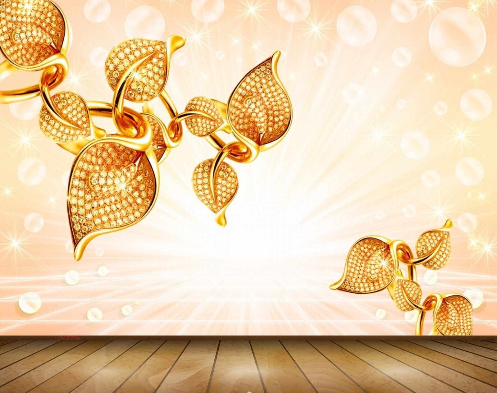 Avikalp MWZ0624 Golden Leaves 3D HD Wallpaper Avikalp MWZ0624 Golden Leaves 3D HD Wallpaper