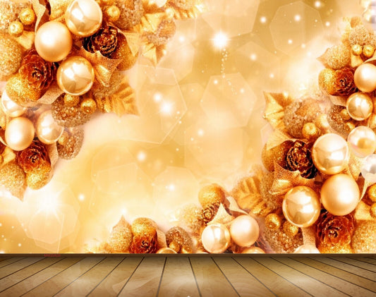 Avikalp MWZ0626 Golden Flowers Leaves 3D HD Wallpaper