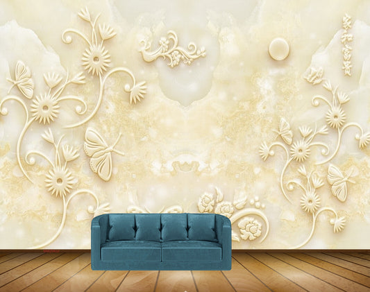 Avikalp MWZ0632 Flowers Butterflies Moon HD Wallpaper