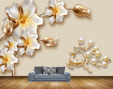 Avikalp MWZ0644 White Golden Flowers Deer 3D HD Wallpaper Avikalp MWZ0644 White Golden Flowers Deer 3D HD Wallpaper