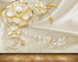 Avikalp MWZ0646 Golden White Flowers Swans 3D HD Wallpaper Avikalp MWZ0646 Golden White Flowers Swans 3D HD Wallpaper