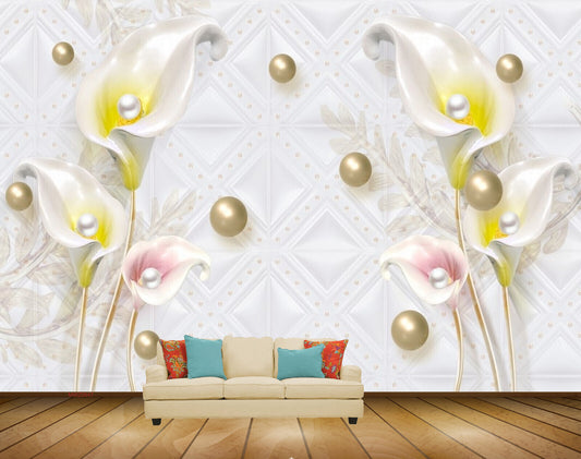 Avikalp MWZ0647 White Pink Yellow Flowers HD Wallpaper