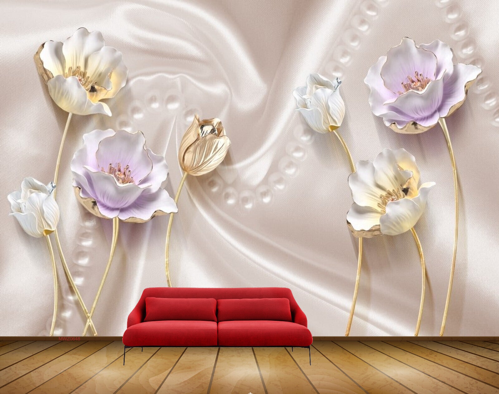 Avikalp MWZ0648 Golden White Flowers 3D HD Wallpaper Avikalp MWZ0648 Golden White Flowers 3D HD Wallpaper