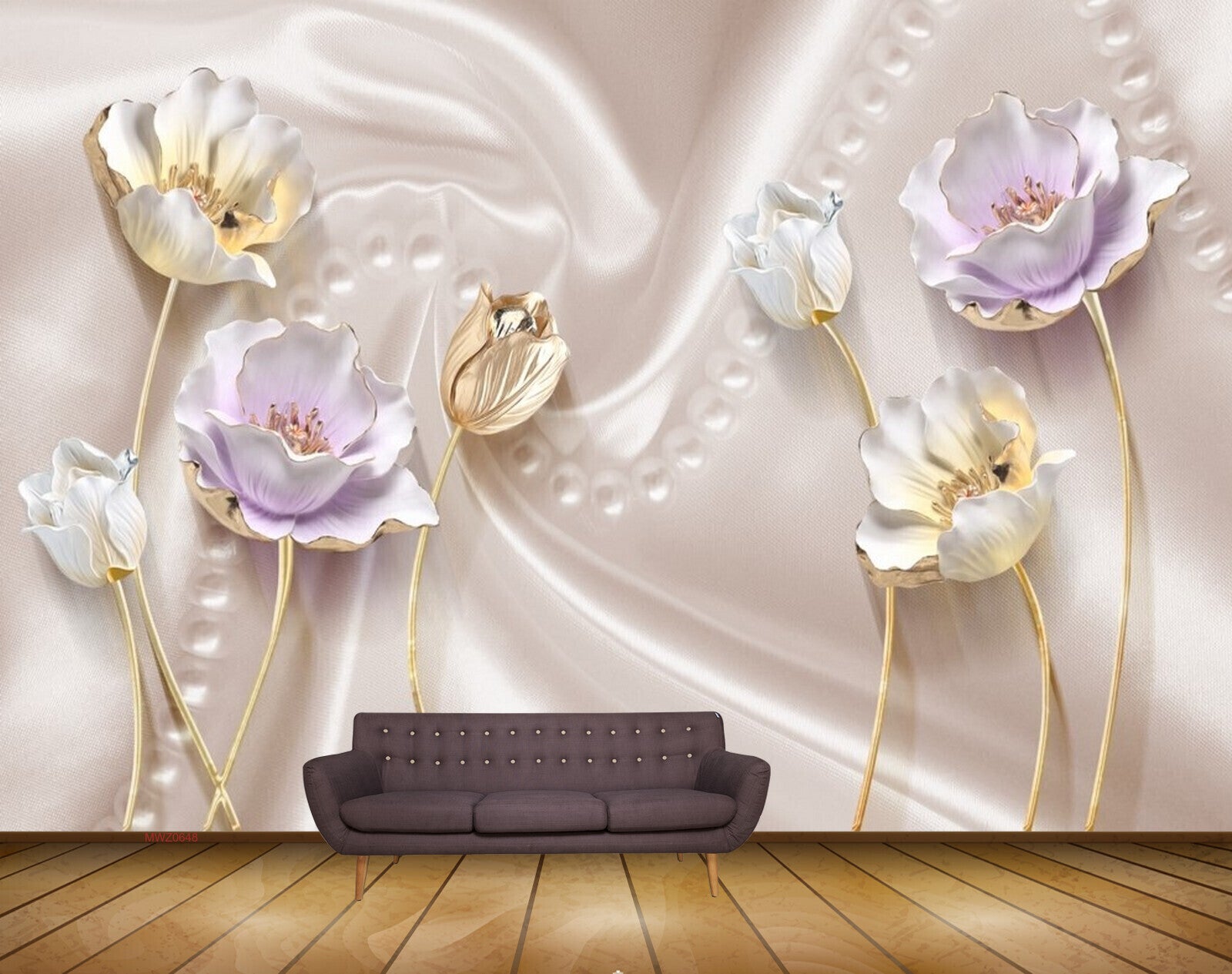 Avikalp MWZ0648 Golden White Flowers 3D HD Wallpaper Avikalp MWZ0648 Golden White Flowers 3D HD Wallpaper