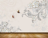 Avikalp MWZ0651 White Flowers Butterflies 3D HD Wallpaper Avikalp MWZ0651 White Flowers Butterflies 3D HD Wallpaper