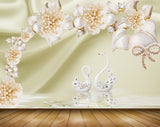 Avikalp MWZ0654 Golden White Flowers Crane 3D HD Wallpaper Avikalp MWZ0654 Golden White Flowers Crane 3D HD Wallpaper