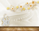 Avikalp MWZ0661 White Yellow Flowers Swans 3D HD Wallpaper Avikalp MWZ0661 White Yellow Flowers Swans 3D HD Wallpaper