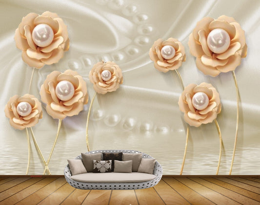 Avikalp MWZ0662 Peach Flowers HD Wallpaper